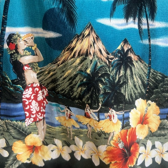 Vintage RJC Hawaiian Shirt XL Hula Girl Short Sleeve Cotton Button Down - Picture 4 of 5